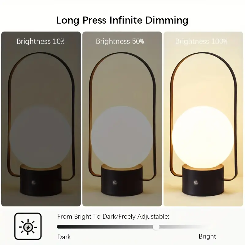 dimmable led table lamp usb rechargeable touch controlled desk light color changing indoor night light with polished iron and plastic non waterproof for home decor bedside room Product details 3