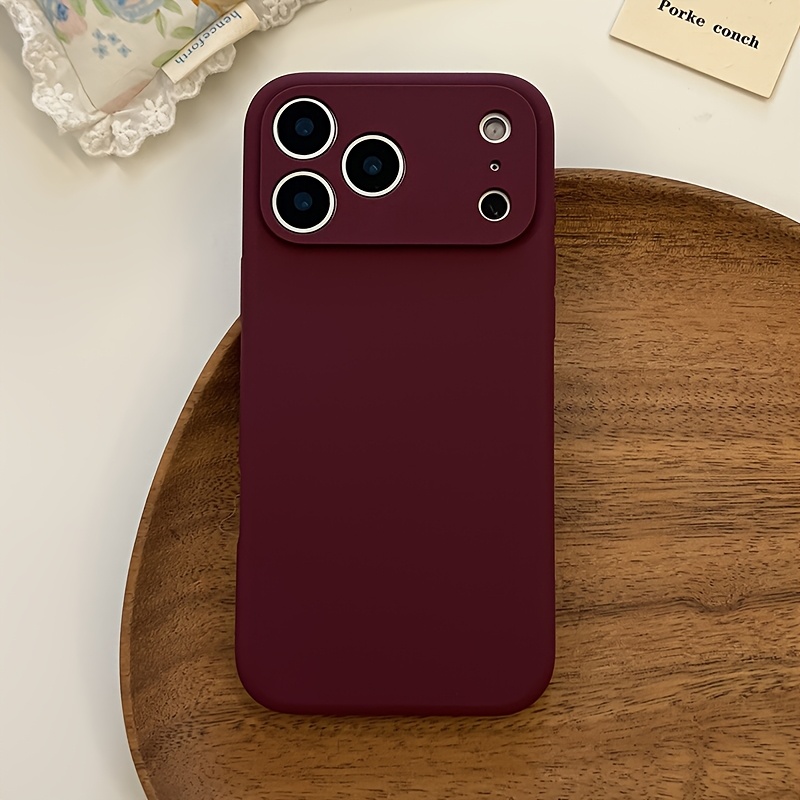 TEMU Phone Case - Minimalist Cherry Red Solid Color Camera Protection Phone Case For Iphone 17 Pro Max 17 Pro 17 16 Pro 15 Pro Max 15 Pro 15 14 Pro