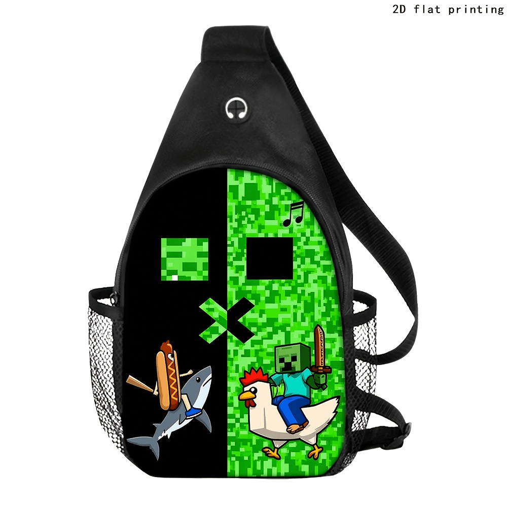 TEMU 1pc Fashion Creeper Shoulder Bag, 2d Flat Printing, Lightweight Design Crossbody Bag, Stylish And Shoulder Backpack, Suitable For Sports, Daily
