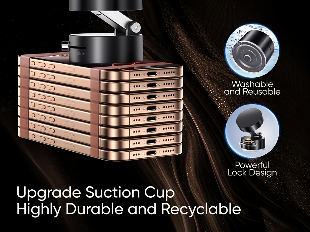 Vacuum Magnetic Phone Stand, Double-Sided Magnetic Suction Holder, Foldable, Portable, And Multi-Scene Use, Suitable for Apple/Android Phones, Kitchen Essential for Lazy People, Vehicle Bracket, Suction Cup Car Phone Holder, Valentine'S Day Gift