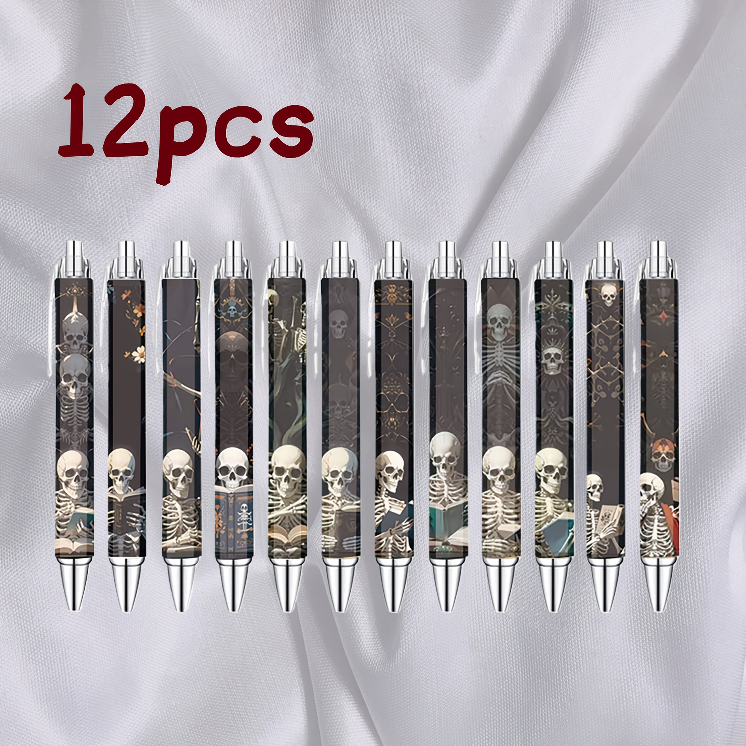 12pcs 12pcs Reader Series Ballpoint Pens, , Black Refills, , Smooth Writing, Suitable For Gifting, Daily Writing, Office Notes, And Presents