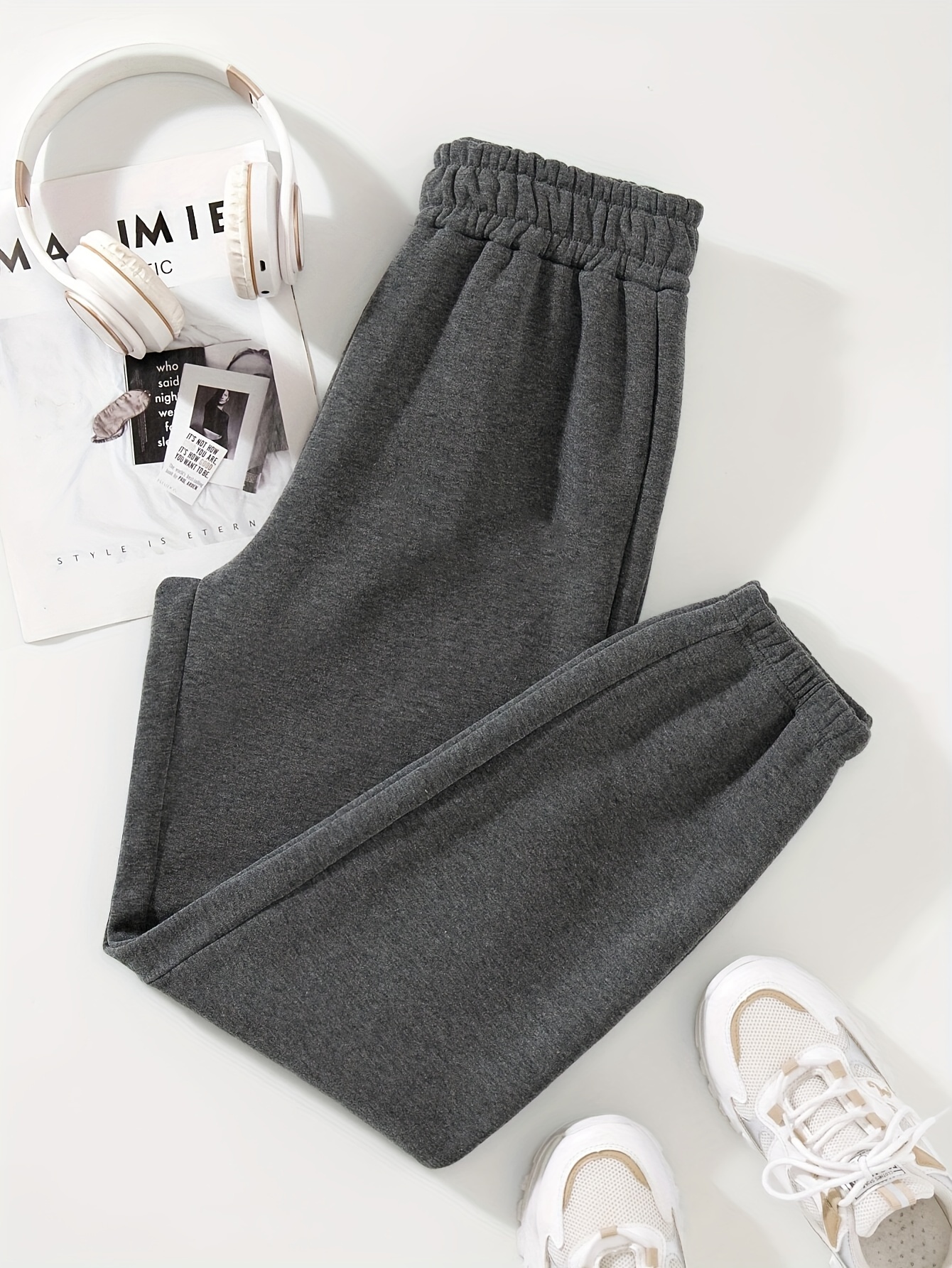 women color fleece lined sweatpants fall winter Temu