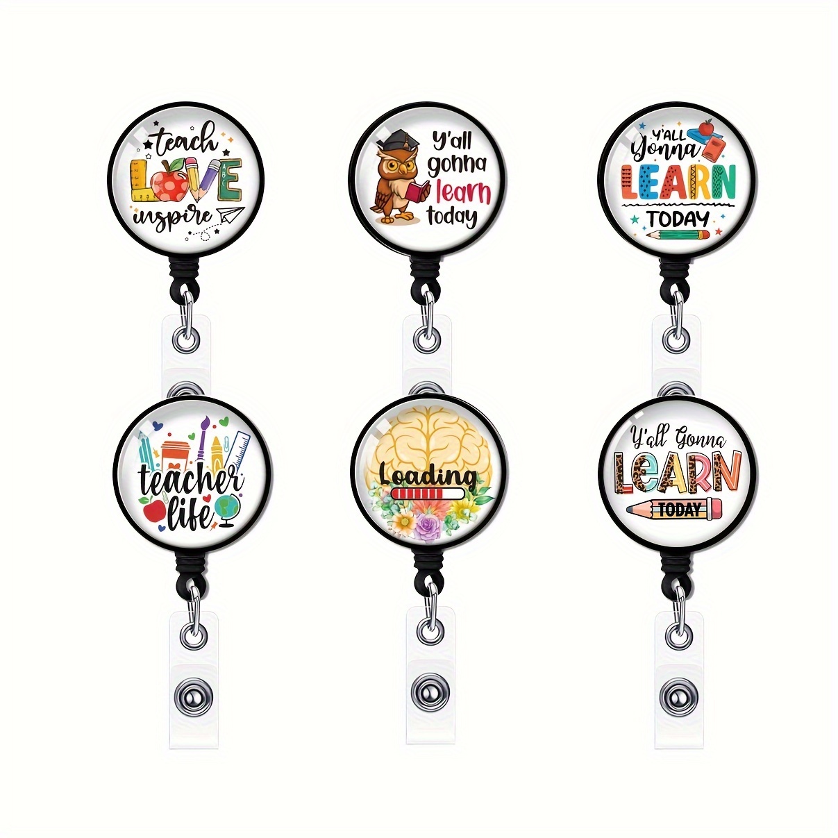 Today,Cat,You Are Going to Learn Badge Reel Retractable 360° Swivel with Crocodile Clip, Fun Back-to-School ID Badge Holder Gift to Teacher