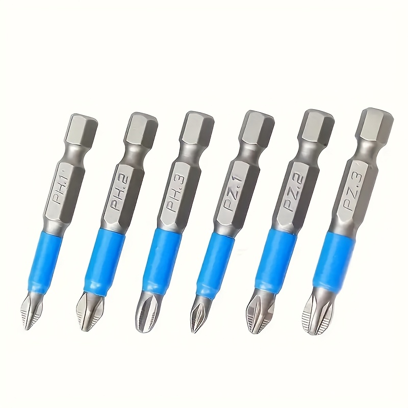 6pcs Heavy-duty Magnetic Non-slip Screwdriver Bits,anti Slip Screwdriver,magnetic Phillips Bit Set,including (ph1, Pz1,ph2,pz2,ph3, Pz3),1/4" Hex Shank Head For Electric Screwdriver