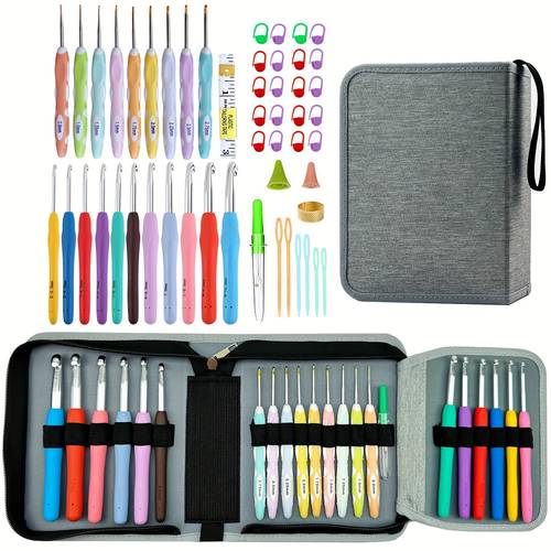 21 sizes crochet hooks complete set 0 8 mm 10mm ergonomic crochet hooks with case