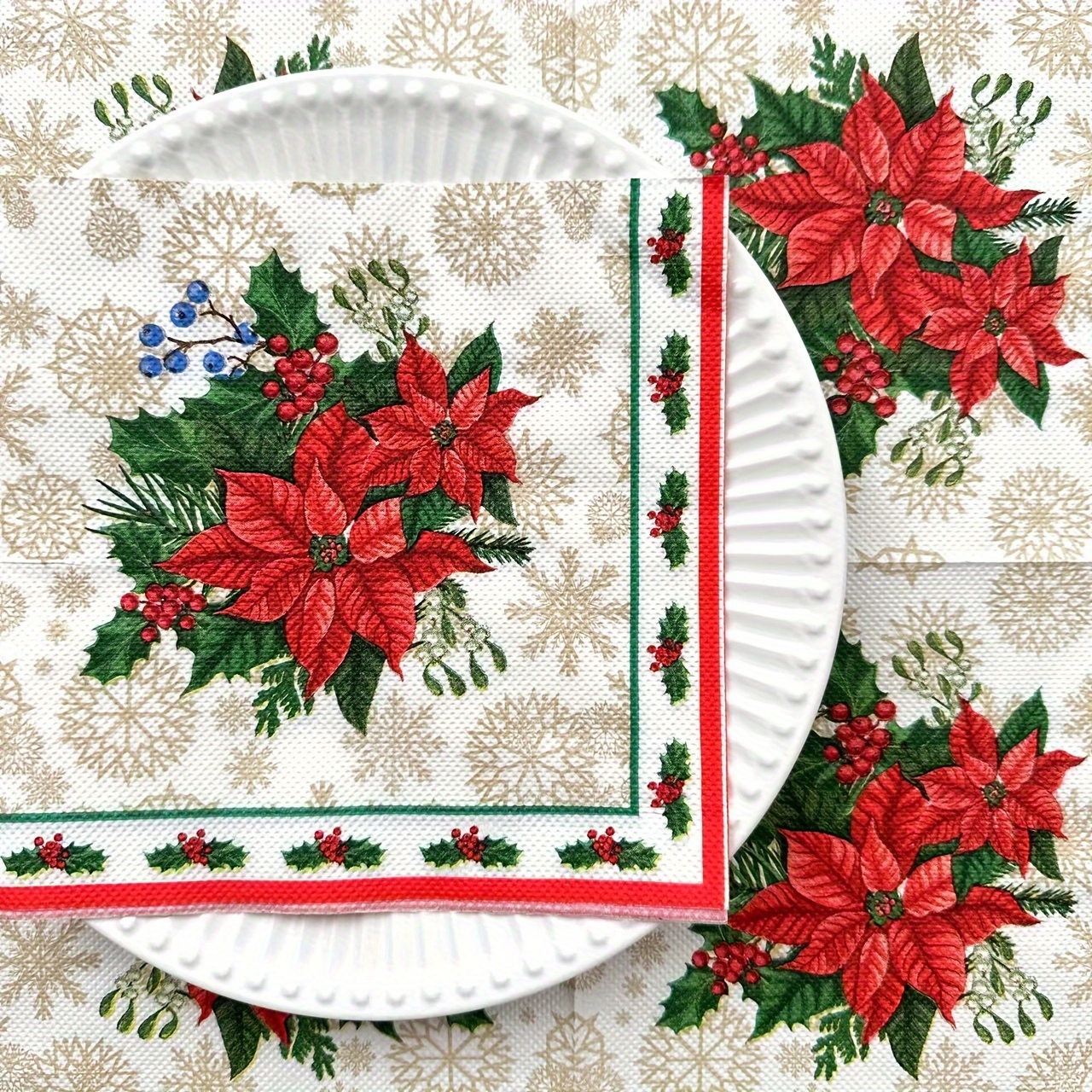 

[top-] 20pcs Christmas - Red & , & , 13x13" Disposable Table Decor For Parties, , And