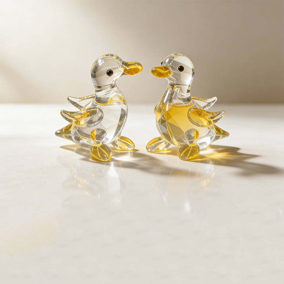 Image of Crystal Yellow Duck Figurine, Cute Desktop Decor, Handmade , Animal Figurine, Home Table Decor, Christmas Gift, Valentine's Day Present, Holiday Ornament, Decor, Desktop Accessory, Living Room Decor