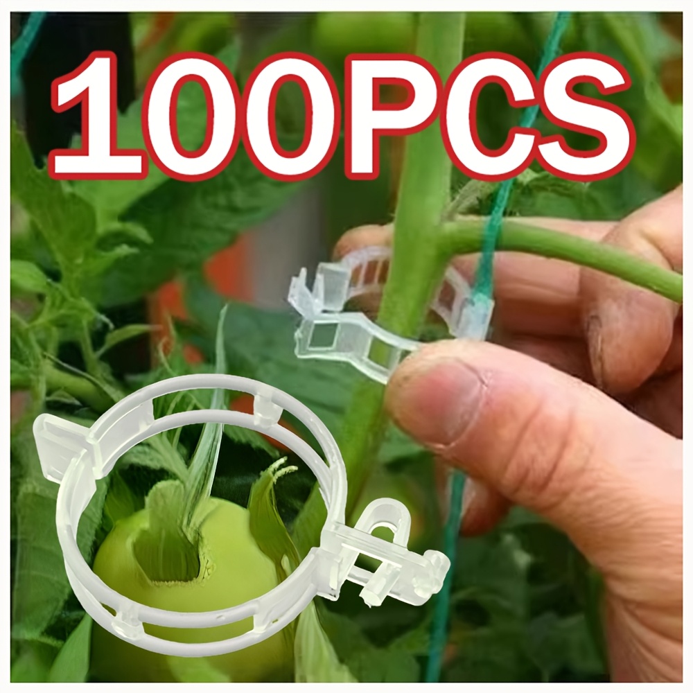 TEMU 100 Plant Support Clips - Plastic Grid Plant Support Clips For Supporting Grape And Tomato Vines, Vegetable Plants, Garden Clips For Upright