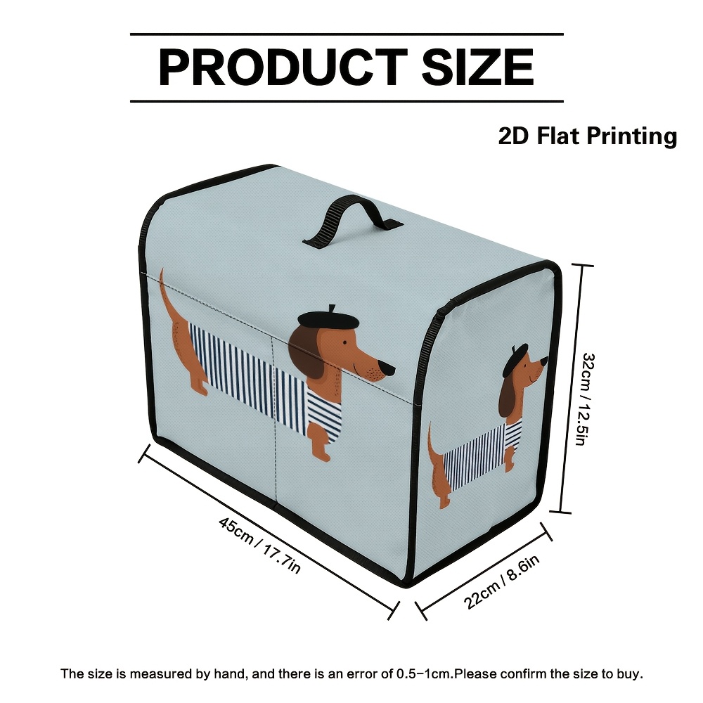 TEMU 1pc 2D Universal para Máquina de Coser con de Dibujo de Perro Salchicha a Rayas, Protector de Tela Elegante con Asa Superior y Almacenamiento