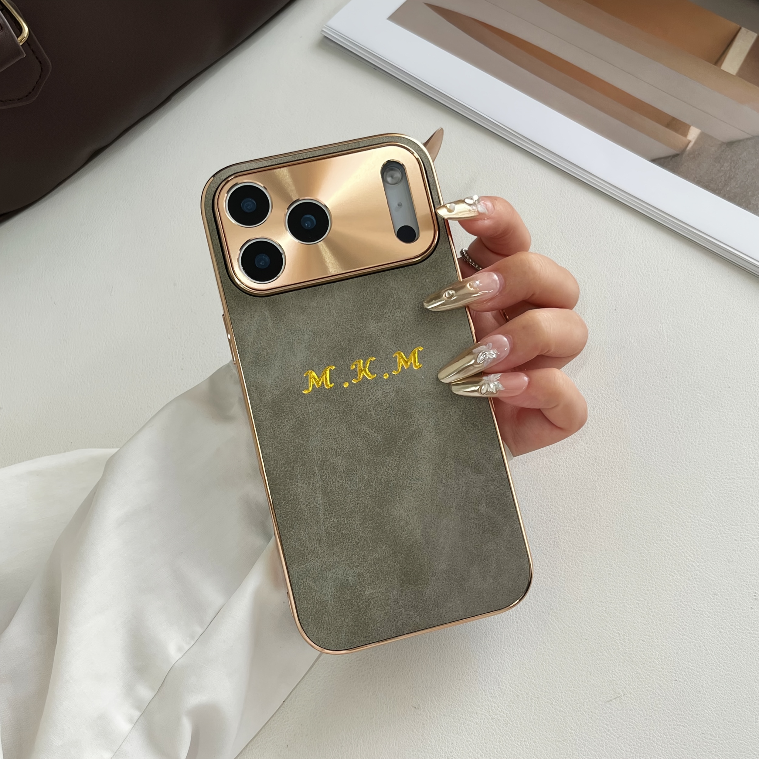 TEMU Phone Case: Luxury Customized Name Initials Personalized Diy Phone Case Compatible With Iphone 11 12 13 17 18 Pro Synthetic Leather Synthetic
