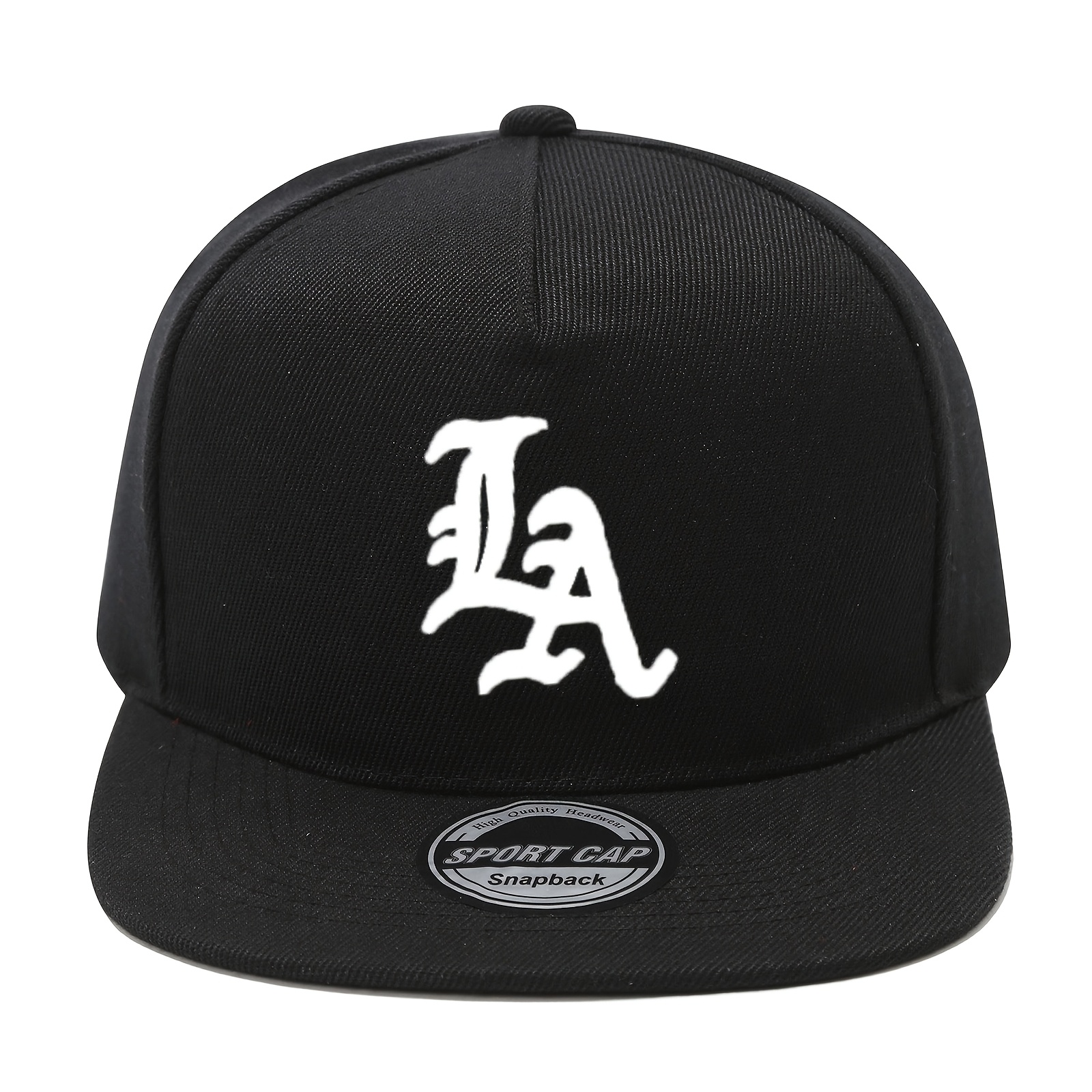 E-shop Unisex LA Print Einfarbige Baseballkappe mit Flachkrempe – LA Mütze für Outdoor-Aktivitäten, Urlaub & Einkaufen, LA Schriftzug – Pflege für