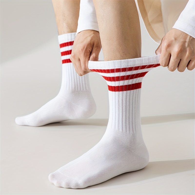 6 pairs set of couples white     calf socks trendy breathable athletic socks for men long ties 0