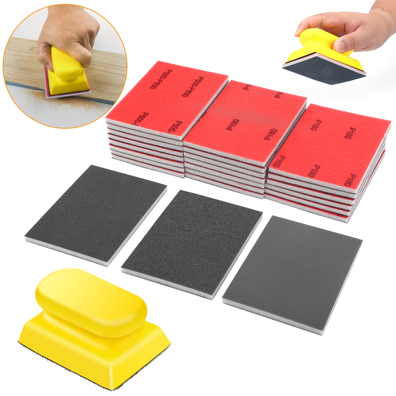 TEMU 25pcs 180-3000 Grit Sanding Sponge Pads Kit, Ultra Fine Soft Foam Assorted Grit Sanding Blocks, Wet/dry Use For Polishing, Reusable &