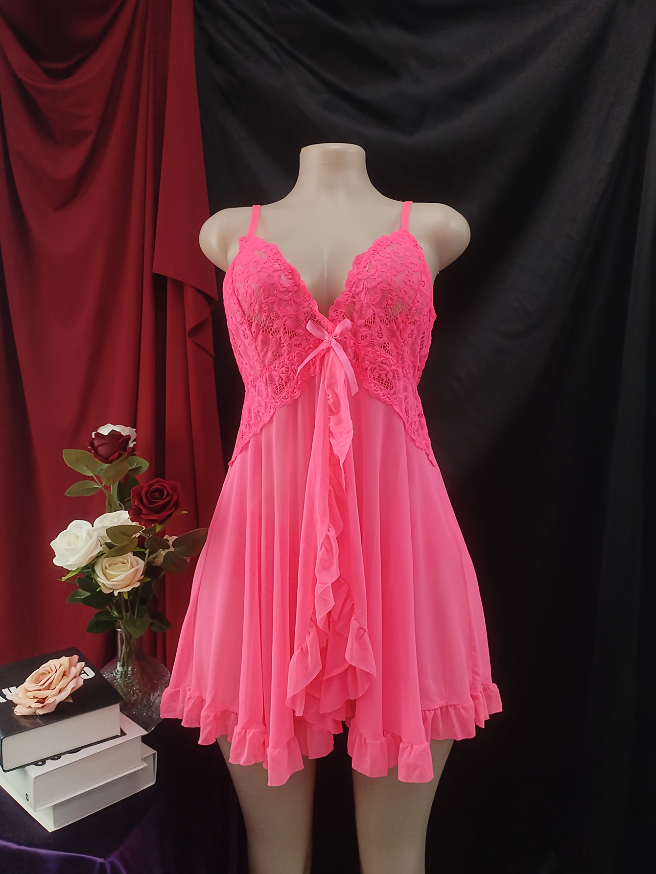 pink lingerie plus size sold on Temu Canada