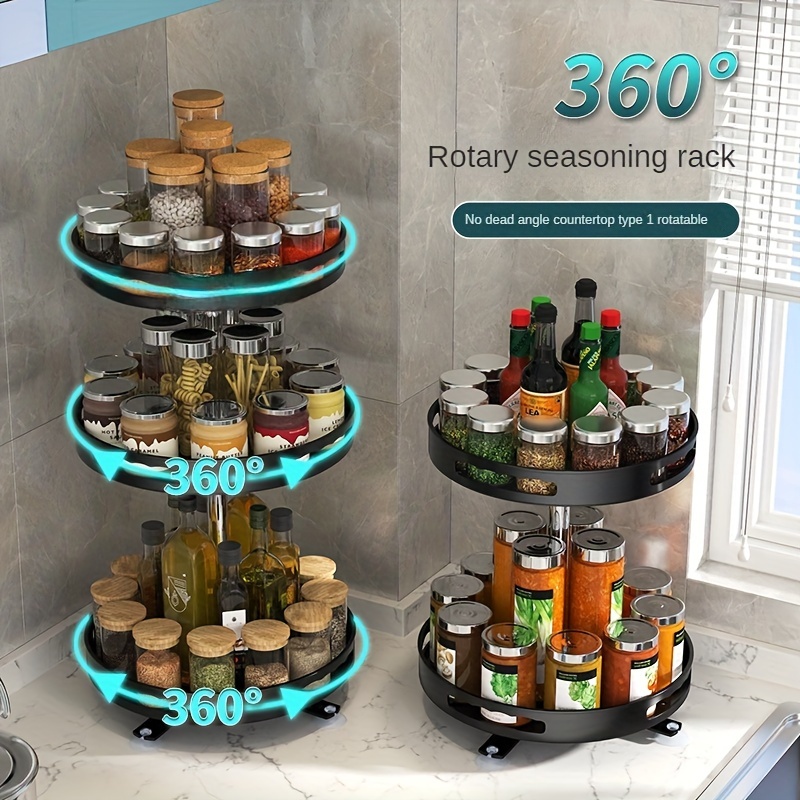 

Multilayer Kitchen Rotating Storage Rack, Living Room Double-layer Turntable Desktop Storage Box, Seasoning Bottle Condiment Rack