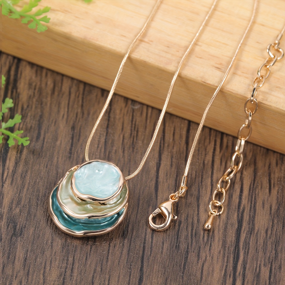 TEMU Vintage Bohemian Style Jewelry Necklace, For Alloy Enamel Circular Pendant Necklace, Elegant And Fashionable Accessory For Women, Suitable For
