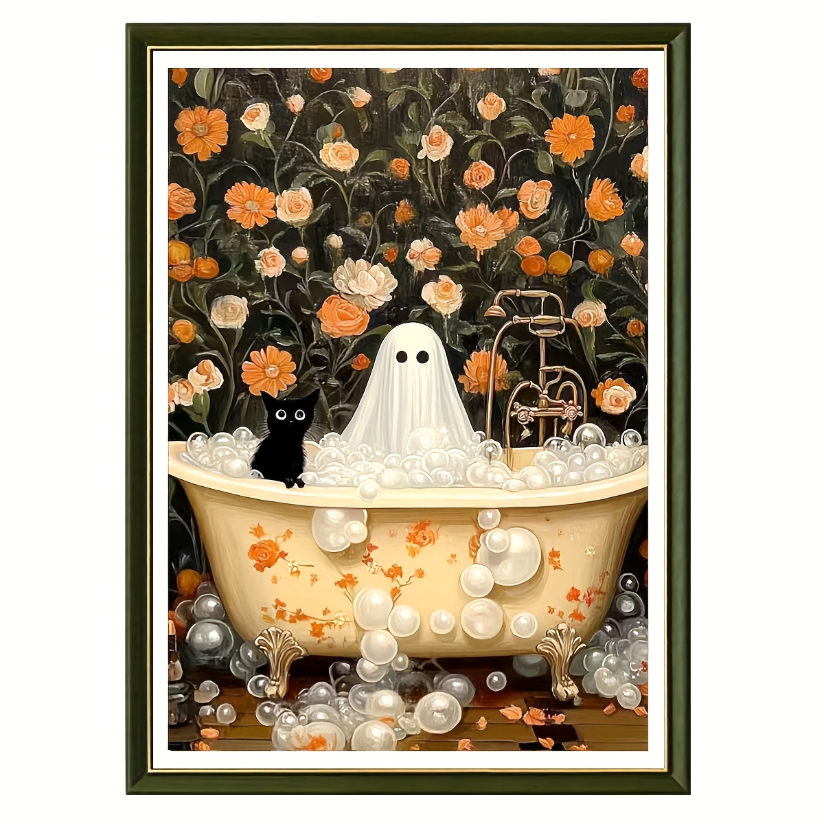 Halloween Printed Cross-Stitch Kit with Bathtub Ghost Pattern