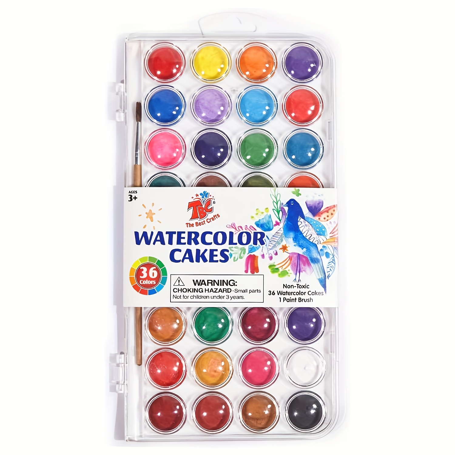TEMU Tbc Watercolor Paint Set, 36 Watercolors, 1 Brush, Travel Watercolor Set, Lightweight Portable Paint Box, Watercolor Box For Children, Students,