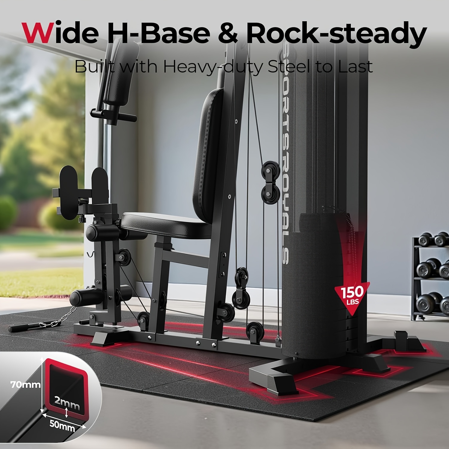 for home gym multifunctional workout station with leg press 150lbs weight stack full body workout equipment for home exercise fitness strength training suitable for fitness men women without battery Product details 2