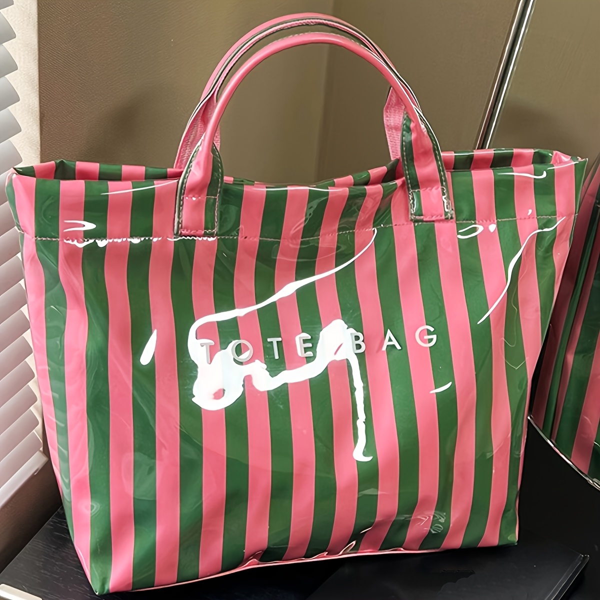 TEMU [ Special] New Large-capacity Fashionable Color Handbag, Spacious Tote Bag, Women' Lightweight Bell Bag, Travel Beach Bag, Daily Storage Bag,