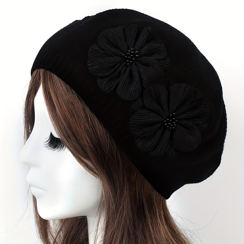TEMU 1pc Floral Women's Beret Hat, Cold-proof And Warm, Multiple Colors