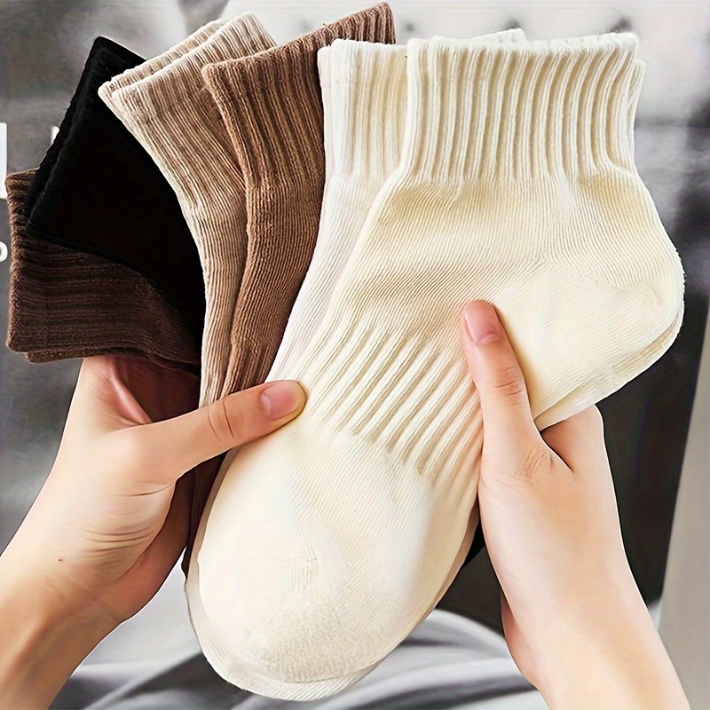 

6pcs Women's Polyester Spandex Solid Color Ankle Socks, , Non-binding Toe, Soft Fabric, With Hand Wash Recommended For Short Socks