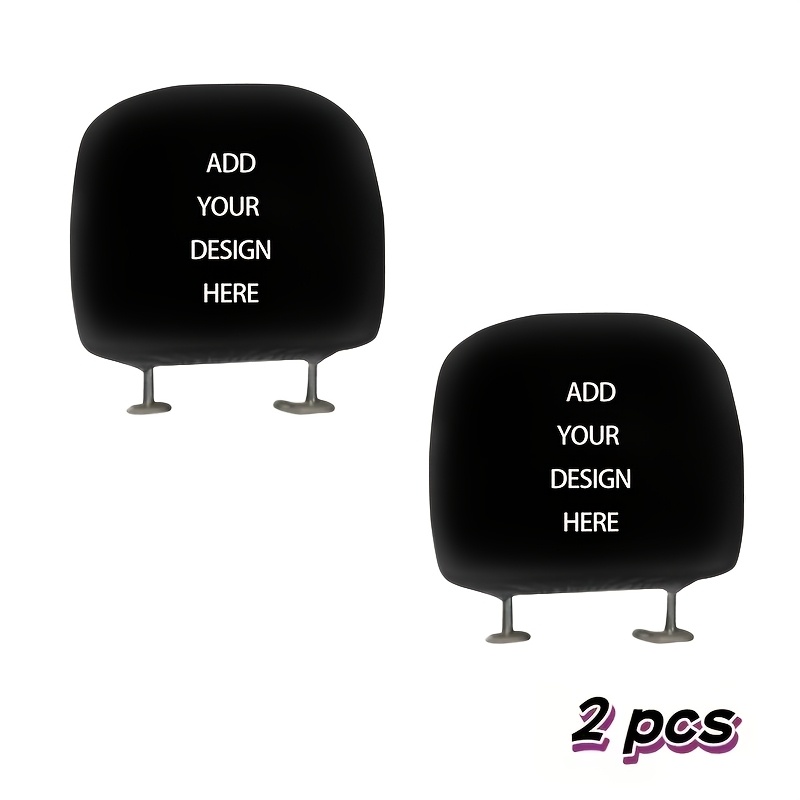 TEMU 2pcs Custom Car Headrest Covers, Personalized Fun Car Seat Covers, Elastic Protective Pads For Front And Rear Car Seats, Protects And Decorates