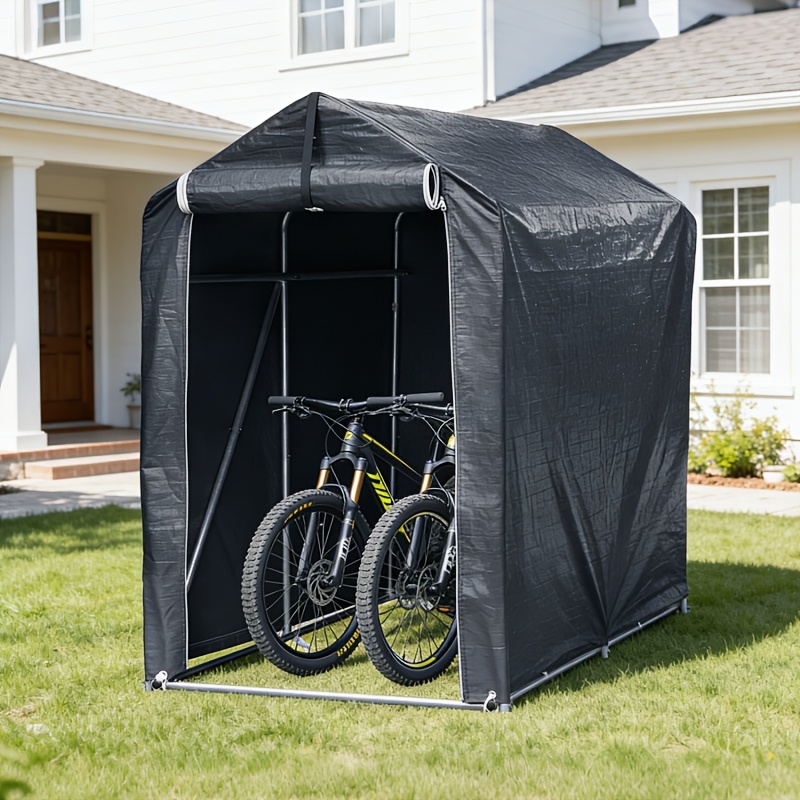 1.87 X 1.65 X 1m / 2.18 X 1.57 X 1.66m Bicycle Tent Garage, Bike Shed, Fits 2 Bikes, Outdoor Bicycle Garage, With Zipper Door, Garden Carport, Grey