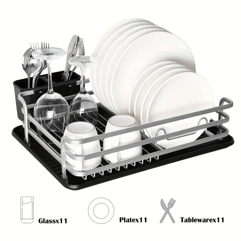 1pc aluminum dish rack dish drain rack detachable kitchen counter organizer above sink very suitable for storing dishes bowls cups and tableware dish drying rack Product details 0