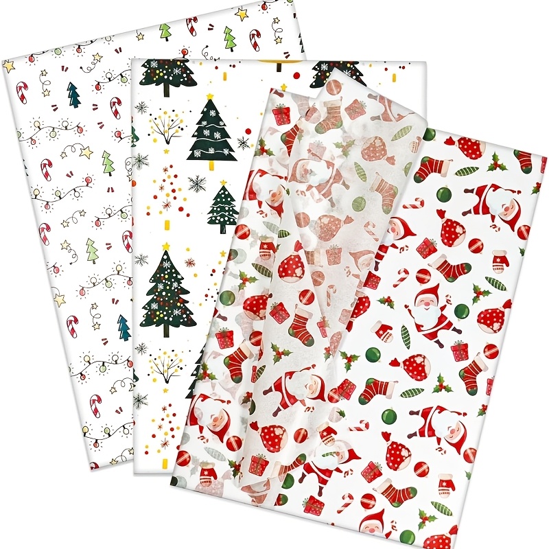 TEMU (3 Styles) Christmas Lights, Snowman, Christmas Tree Pattern Tissue, 20 * 14 Inch Gift Wrapping Paper, Suitable For Christmas Decoration, Gift