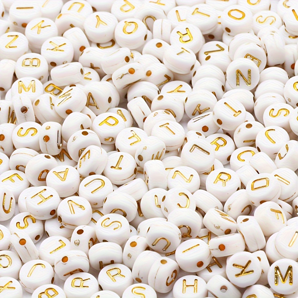 

Chic Golden-tone Alphabet Beads, Flat Round Letter Charms, 500/1000pcs - Perfect For Diy Jewelry Making & Crafts