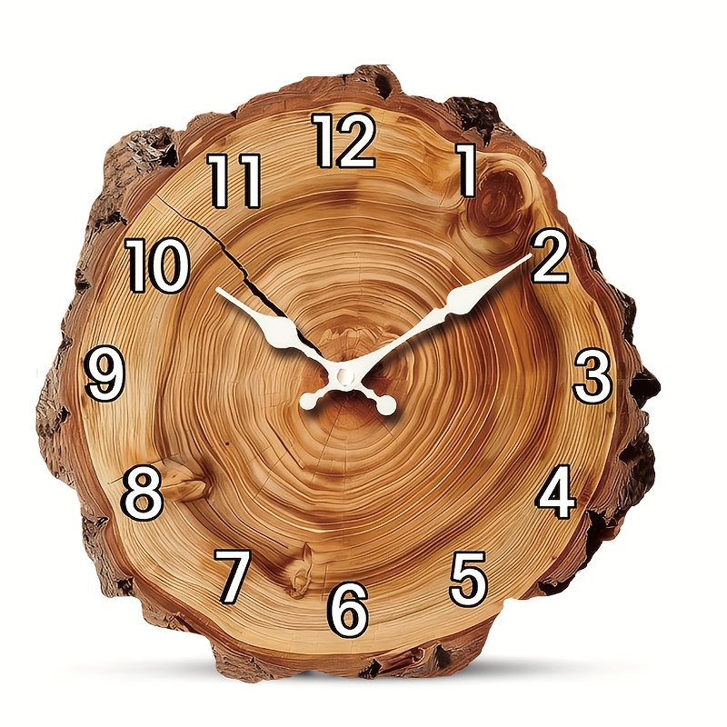 E-shop unregelmäßige Uhr, Vintage Jahresring Kreativ Design Uhr, Retro Holzmaserung Kreativ Wanduhr, Leise Unregelmäßige Holzuhr, Geeignet für