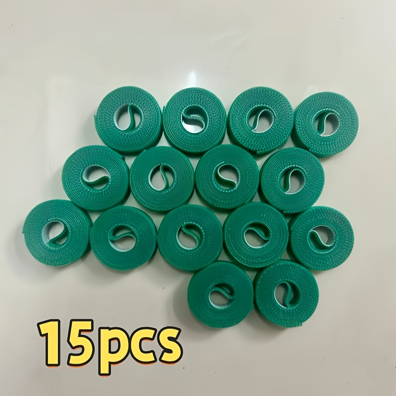 TEMU 15-pack Reusable Plant Ties - Green Flexible Support Straps, Suitable For Vines, Flowers, And Garden Plants - Ideal For Home And Outdoor Use, A