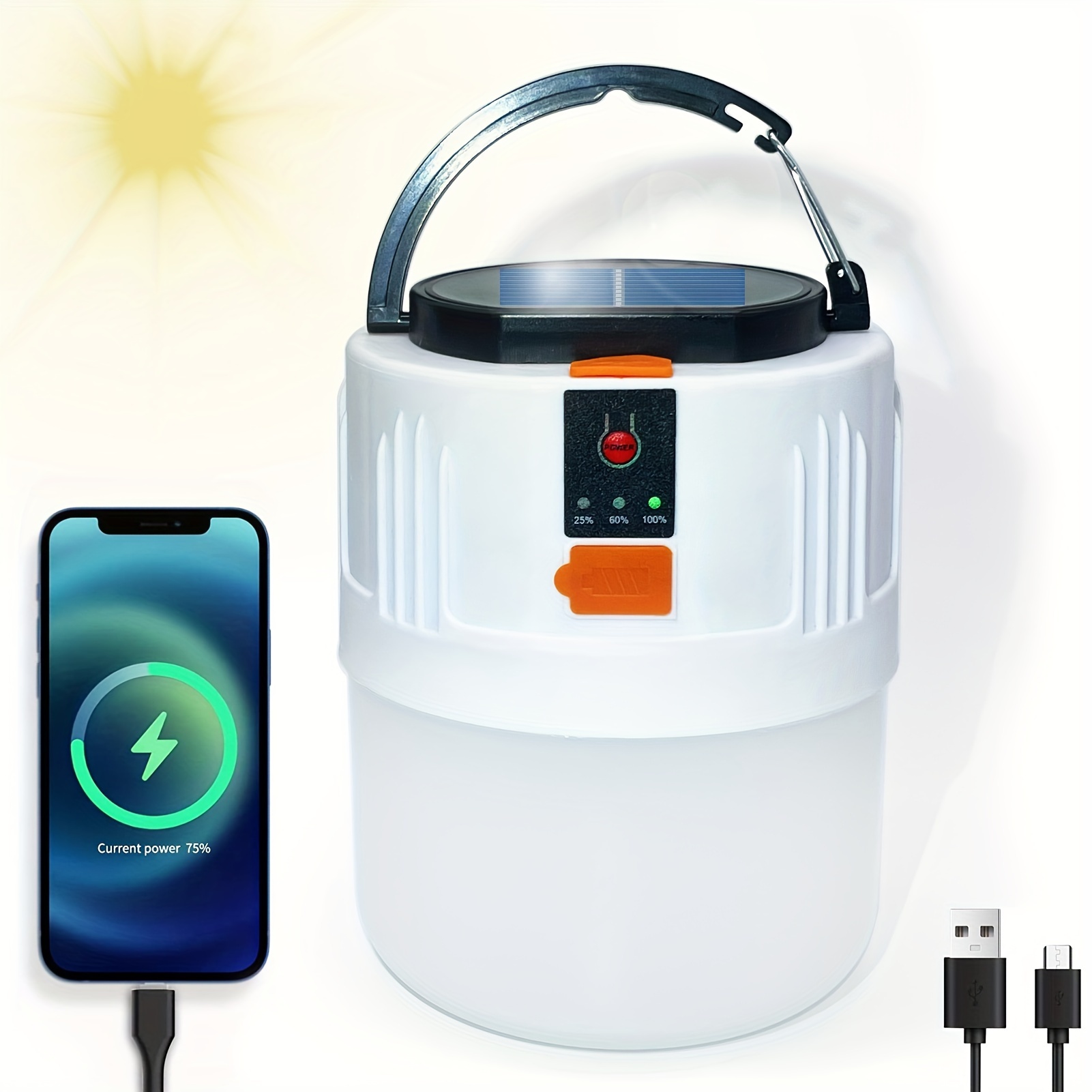 led camping lantern rechargeable portable solar panel charging tent lights with power bank function 3 lighting   flashlight details 1