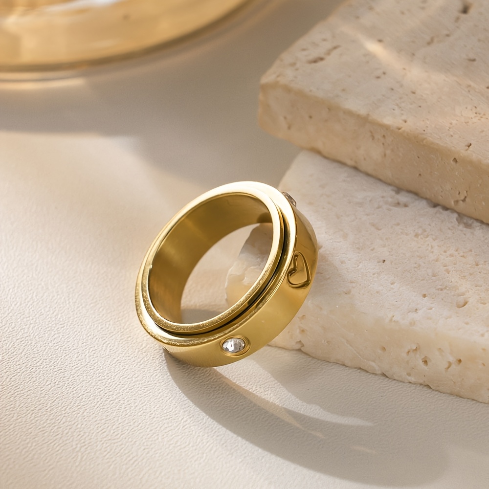 1   rotatable heart inlaid synthetic zirconia 304 stainless steel ring suitable for   gift for teenager Product details 2