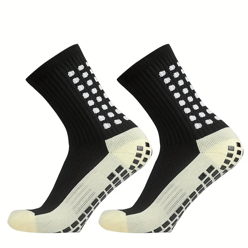 

1 Pair Unisex Non-slip Silicone Sole Sports Socks, Breathable Mid-calf Athletic Socks For Outdoor And Indoor Activities, 100% Nylon Knit Fabric, Solid Pattern, Hand Wash/