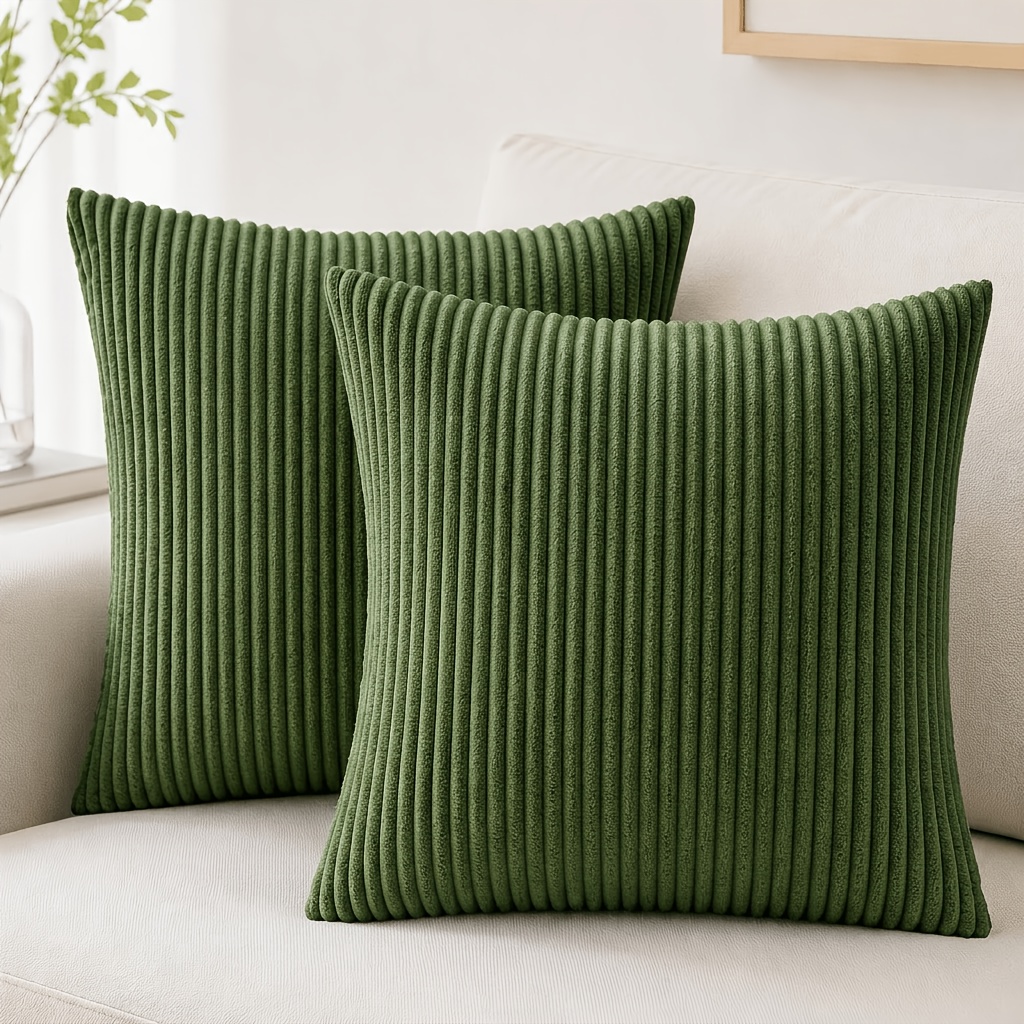 TEMU 2pcs Boho Striped Corduroy Throw Pillow Covers, Comfortable Striped Decor Cushion Covers, Multi Size 12x20 16x16 18x18 20x20 Inches, Rustic