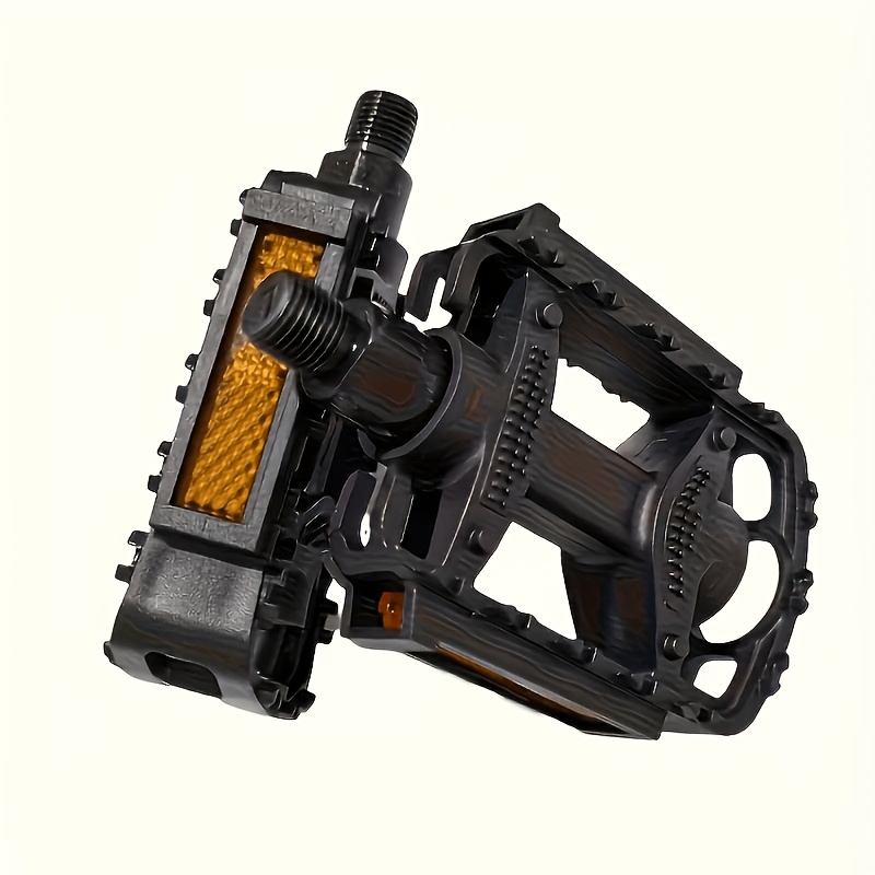TEMU 1 Pair Of Heavy-duty Mountain Bike Pedals, Anti-slip Wide Platform Bike Pedals With Reflective Panels, 9/16 Inch Axles, Compatible With Bmx And