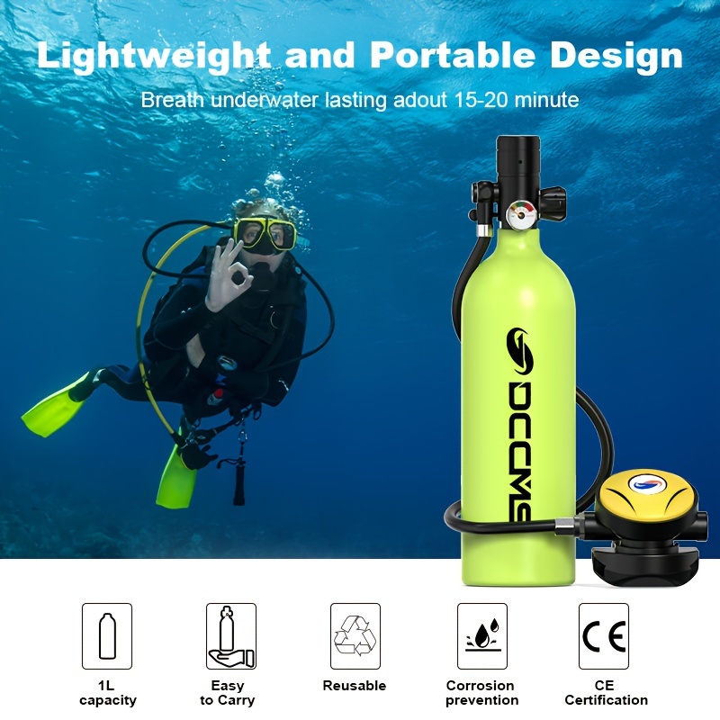 Dive Portable Lungs with Dot Certified Reusable Diving Tank Kit 0.5L  Capacity Mini Scuba Diving Tanks That Support 5-10 Minutes of Underwater