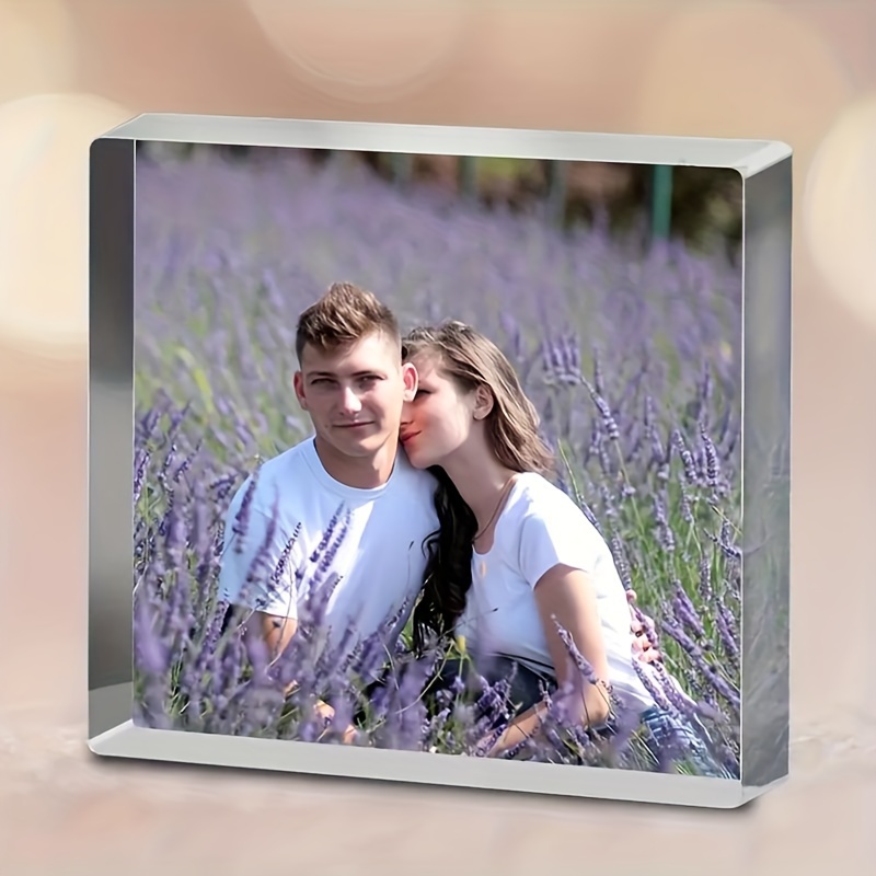 

Custom Acrylic Photo Block - Personalized Couple & Family Portrait Display, Perfect Gift For , Elegant Keepsake For Home Decor
