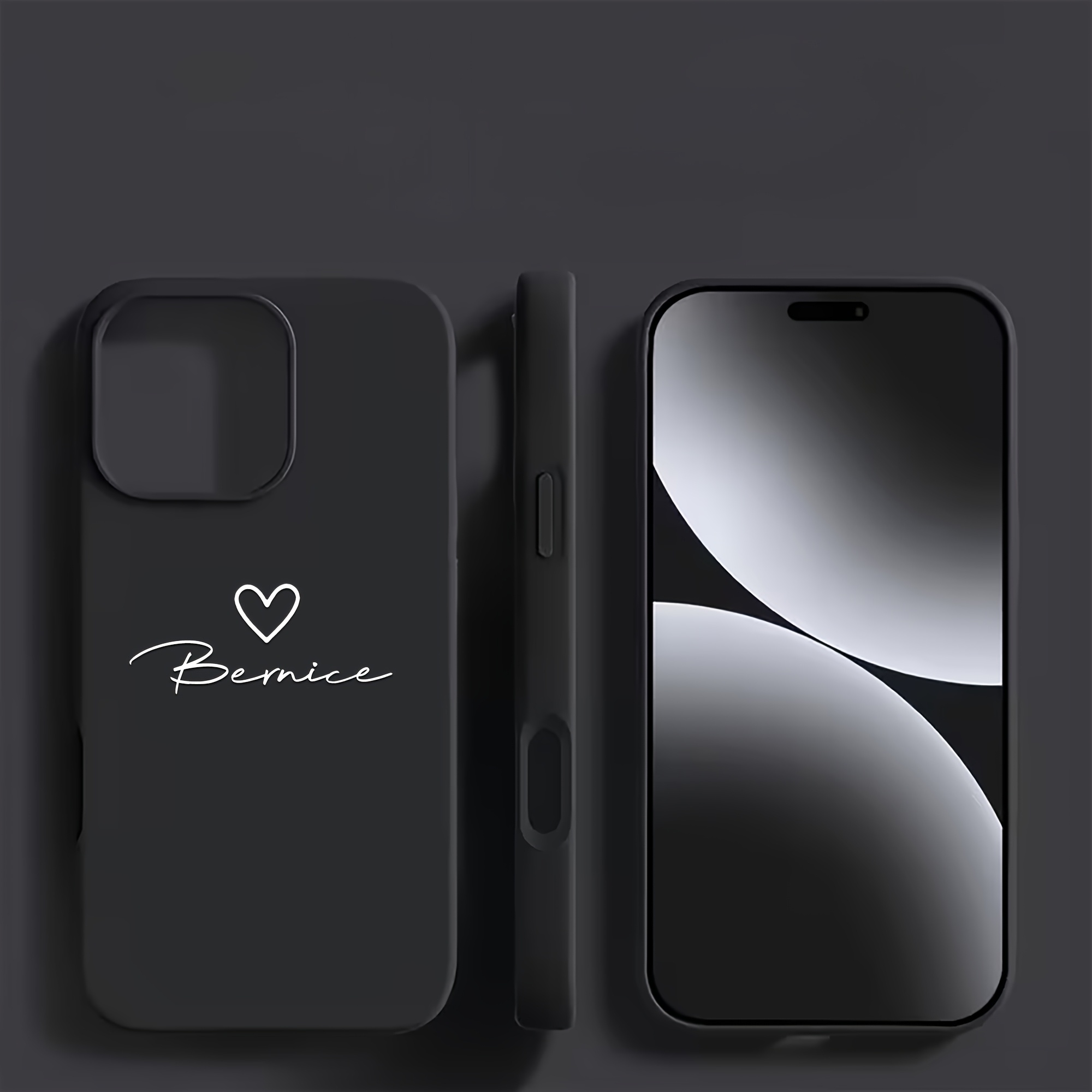 TEMU Phone Case: 1 Of Phone Case Personalized Customized Heart Name Compatible With Iphone 17 16 15 Pro Max Tpu Uv Printing Shockproof Solid Color