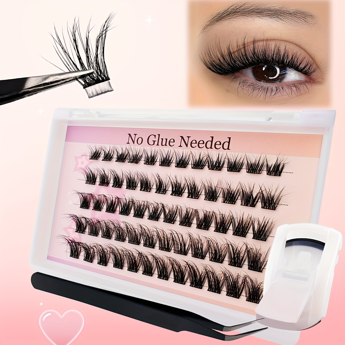 

60pcs Of Self-adhesive False Eyelash Clusters, Natural, Slim And Soft, Imitation Mink False Eyelash Clusters, Fluffy And Dense, Cluster-shaped False Eyelashes, Can Be Diy At Home