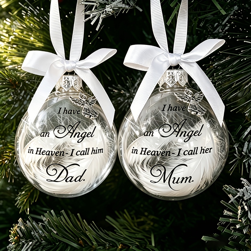 TEMU 2pcs Set Of Commemorative Christmas Ornaments, Transparent Filled Hanging Decorations With Charms And Satin Bows, A Christmas Tree Decoration