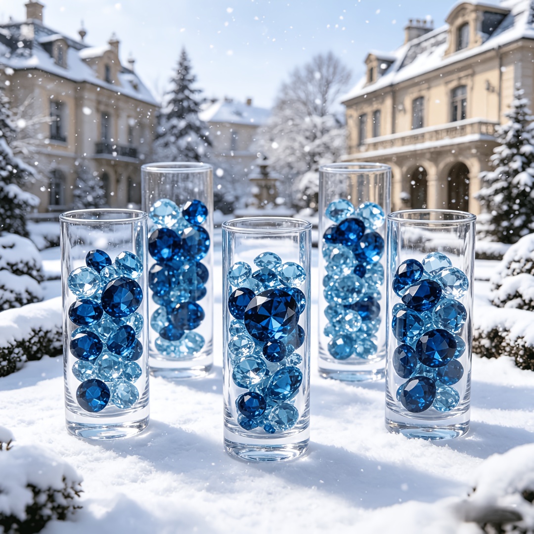 TEMU 3314pcs, 0.3/0.8/1.4/2cm Acrylic Diamond Fake Gemstone Vase Filling, Light , Floating Candles, Party Wreath Decoration, Vase Filling, Table