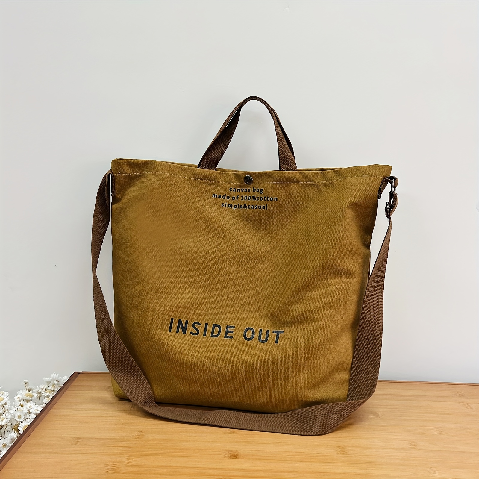 

Retro Canvas Tote Bag, Trendy Letter Print Crossbody Bag, Portable Shoulder Bag For Travel, Work, School