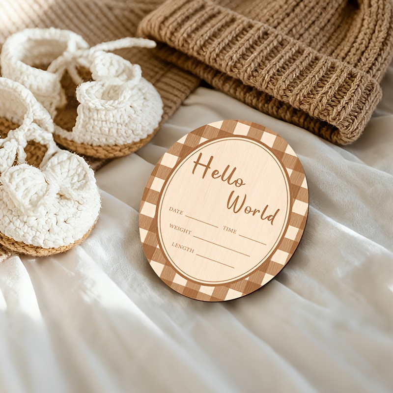 Hello Sign Wooden Oval Decorative Plaque for Youngster Arrival