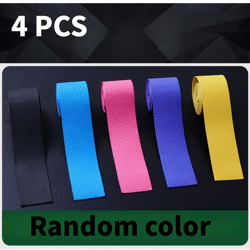TEMU 4 pezzi di nastro adesivo antiscivolo assorbi-sudore a colori casuali, per canne da pesca e racchette