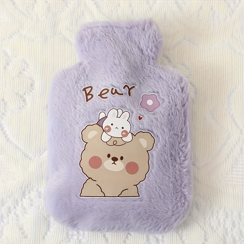 

1pc Plush Cartoon Hot Water Bottle - 500ml , Explosion-proof Rubber Hand Warmer For Home Use