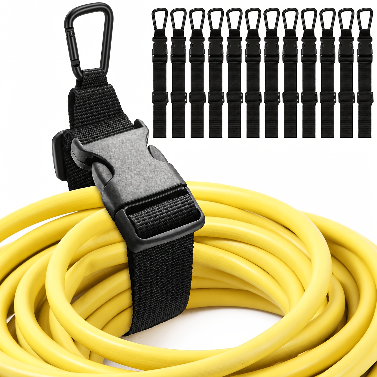 TEMU 10 Pack 21.65 Inch Adjustable Extension Cord Holder Organizer | Heavy Duty Storage Straps With Clips For Men, Workshop And Garage Organization