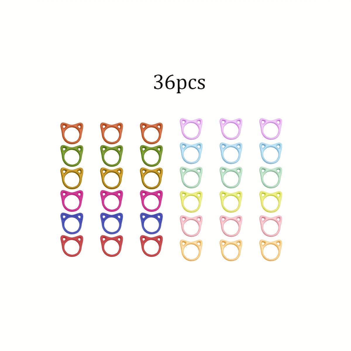 TEMU 36pcs Adorable Cat Ear-shaped Metal Markers In 12 Vibrant Colors, 3 Sizes - Knit & Sewing Projects, Beadwork Essentials|whimsical